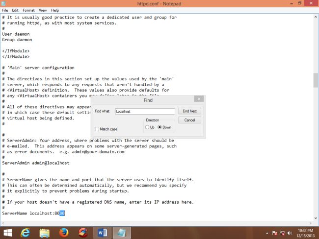 Change the line Local host